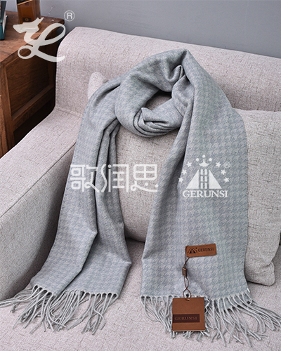 Jacquard towel scarf（Blue gray warm trendy scarf）